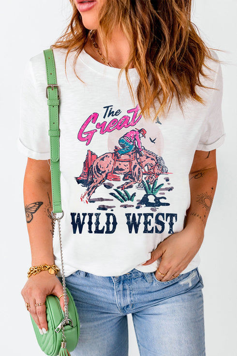 Wild West Rodeo Graphic Short Sleeve Crew Neck Tee
