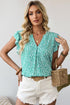 Wild Whisper Leopard Print Ruffle Sleeve Notched V Neck Blouse