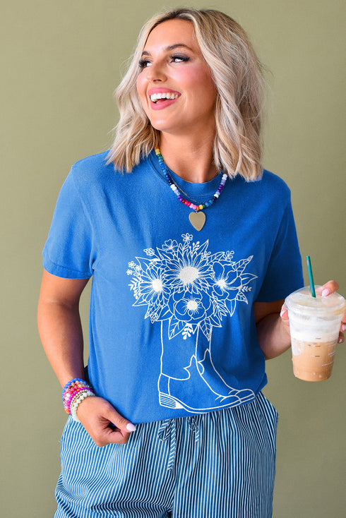 Wildflower Boot Sketch Cotton Stretch Tee