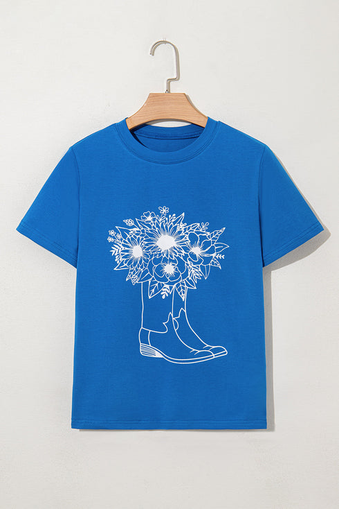 Wildflower Boot Sketch Cotton Stretch Tee