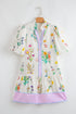 Wildflower Print Contrast Trim Puff Sleeve Stand Collar Mini Dress