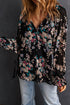 Wildflower Print Long Sleeve Chiffon V Neck Blouse