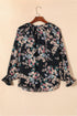 Wildflower Print Long Sleeve Chiffon V Neck Blouse