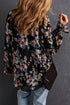 Wildflower Print Long Sleeve Chiffon V Neck Blouse