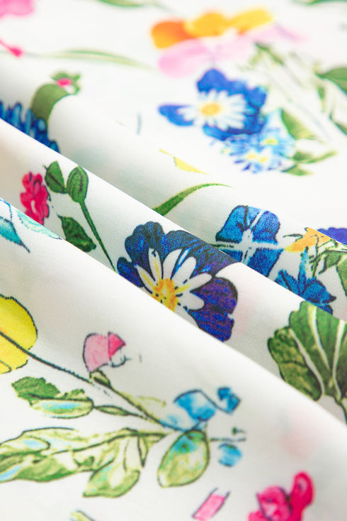 Wildflower Print Tiered Ruffle Sleeve Split Neck Blouse