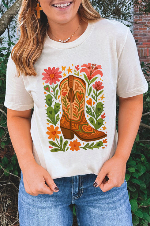 Wildflower West Floral Cowboy Boot Graphic Tee