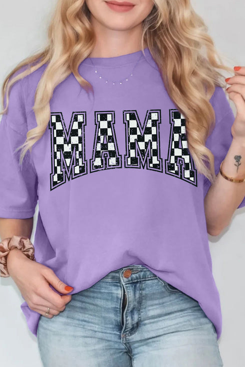 Wisteria Checkerboard MAMA Graphic Crewneck Tee