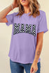 Wisteria Checkerboard MAMA Graphic Crewneck Tee