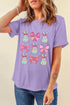 Wisteria Dotty Bowknot Bunny Graphic Crewneck Easter Fashion T Shirt