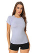 Wisteria Mesh Contour Short Sleeve Active Top