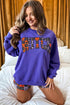 Witch Letter Print Long Sleeve Top Checkered Waist Shorts Set
