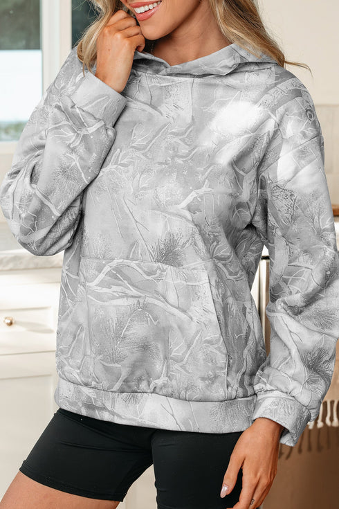 Woodland Camouflage Print Comfy Pullover Hoodie