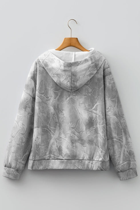 Woodland Camouflage Print Comfy Pullover Hoodie