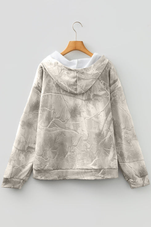 Woodland Camouflage Print Comfy Pullover Hoodie