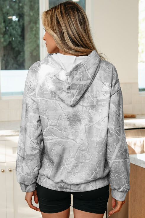 Woodland Camouflage Print Comfy Pullover Hoodie