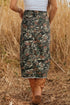 Woodland Camouflage Split Raw Hem Midi Western Skirt