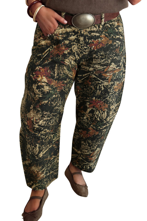 Woodland Camouflage Straight Leg Shift Denim Jeans