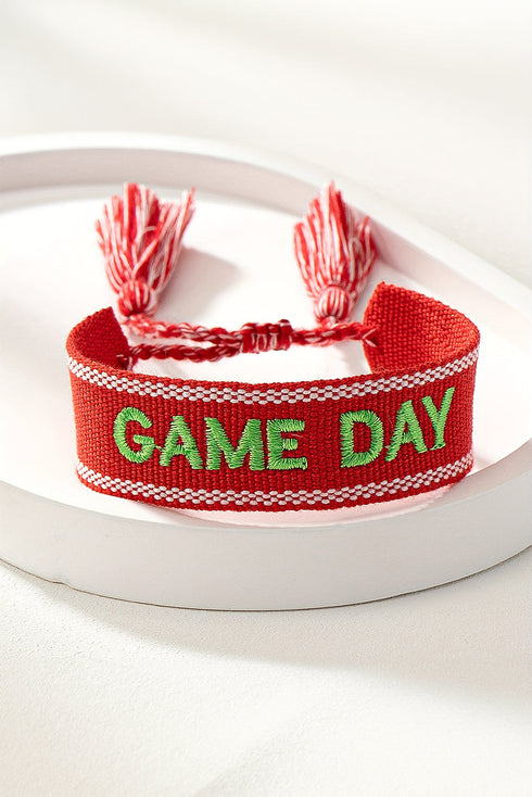 Woven Embroidered Lettering Tassel Adjustable Bracelet