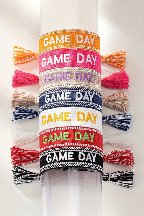 Woven Embroidered Lettering Tassel Adjustable Bracelet