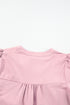 Woven Floral Embroidered Split Neck Puff Sleeve Blouse