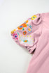Woven Floral Embroidered Split Neck Puff Sleeve Blouse