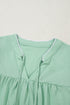 Woven Floral Embroidered Split Neck Puff Sleeve Blouse