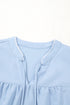 Woven Floral Embroidered Split Neck Puff Sleeve Blouse