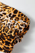 Woven Leopard Print Puff Sleeve Split Neck Babydoll Blouse