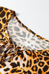 Woven Leopard Print Puff Sleeve Split Neck Babydoll Blouse