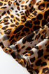 Woven Leopard Print Puff Sleeve Split Neck Babydoll Blouse