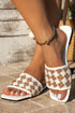 Woven Plaid Pattern Square Toe Slide Slippers