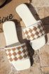 Woven Plaid Pattern Square Toe Slide Slippers