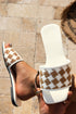 Woven Plaid Pattern Square Toe Slide Slippers