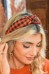 Woven Plaid Print Fabric Knot Detail Headband
