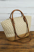 Woven Plaited Straw And Crochet Textured Shoulder Bag