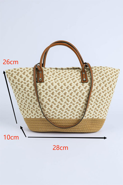 Woven Plaited Straw And Crochet Textured Shoulder Bag