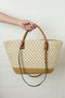 Woven Plaited Straw And Crochet Textured Shoulder Bag