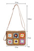 Woven Straw Crochet Floral Detail Shoulder Bag