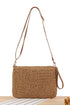 Woven Straw Crochet Floral Detail Shoulder Bag