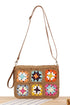 Woven Straw Crochet Floral Detail Shoulder Bag