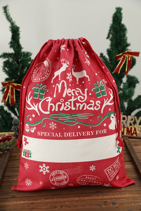 Woven Straw Drawstring Present Wrapping Storage Bag