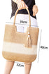 Woven Straw Horizontal Stripe Tassel Detail Tote Bag