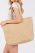 Woven Straw Textured Beach Tote Carryall Shoulder Bag