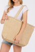 Woven Straw Textured Beach Tote Carryall Shoulder Bag