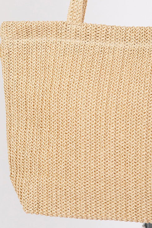 Woven Straw Textured Beach Tote Carryall Shoulder Bag