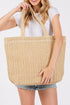 Woven Straw Textured Beach Tote Carryall Shoulder Bag