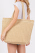 Woven Straw Textured Beach Tote Carryall Shoulder Bag