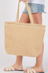 Woven Straw Textured Beach Tote Carryall Shoulder Bag