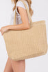 Woven Straw Textured Beach Tote Carryall Shoulder Bag