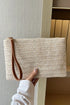 Woven Straw Zipper Closure Large Wristlet Wallet